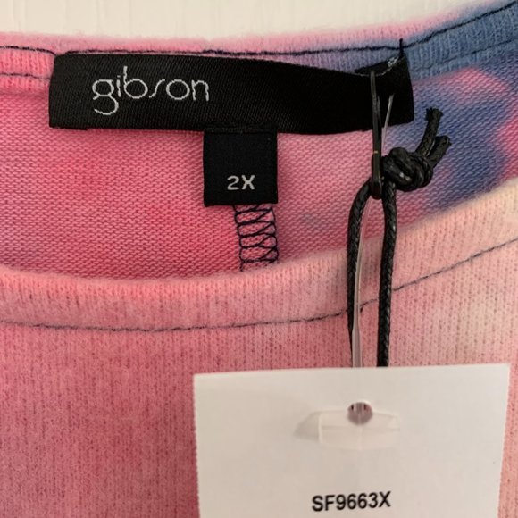 Gibson Nordstrom Elizabeth Tie Dye Plush Tank Top Racerback Navy & Pink Size 2X - Picture 3 of 7